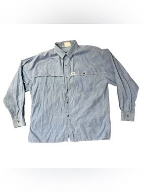 Vtg Guess Western Shirt Mens Sz 2/M Chambray Snap Button Workwear Rodeo Flawed
